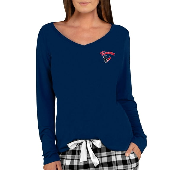 Women's Concepts Sport Navy Houston Texans Marathon Long Sleeve V-Neck Top