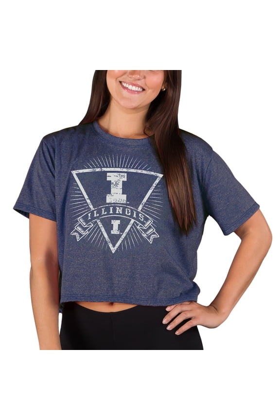 Women's Concepts Sport Navy Illinois Fighting Illini Quest Knit Crop Top