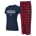 thumbnail image 1 of Women's-Concepts Sport  Navy/Red Houston Texans Avondale T-Shirt & Pants Flannel PJ Set, 1 of 3