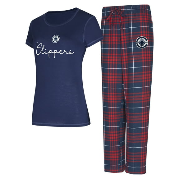 Women's Concepts Sport  Navy/Red LA Clippers Vector Top & Flannel Pants Sleep Set