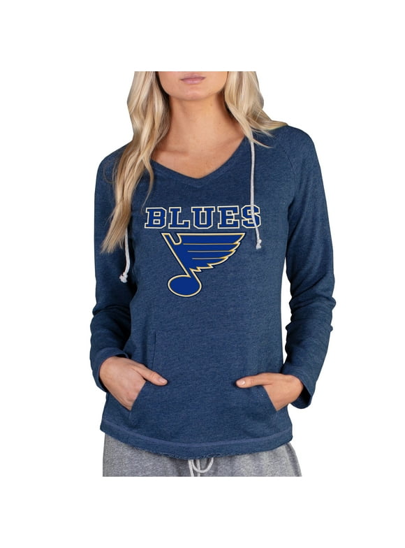 Women's Concepts Sport Navy St. Louis Blues Mainstream Terry Tri-Blend Long Sleeve Hooded Top
