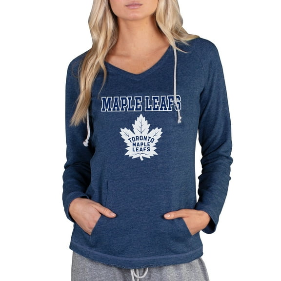 Women's Concepts Sport Navy Toronto Maple Leafs Mainstream Terry Tri-Blend Long Sleeve Hooded Top