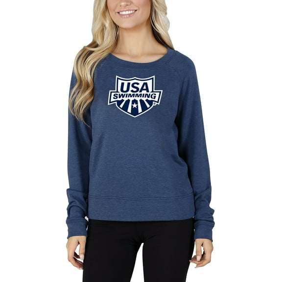 Women's Concepts Sport  Navy USA Swimming Mainstream Terry Long Sleeve Top