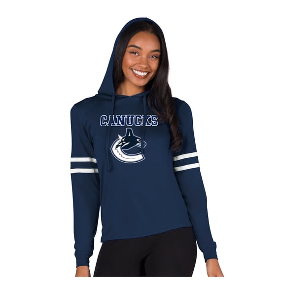 Women's Concepts Sport Navy Vancouver Canucks Marathon Long-Sleeve Hooded T-Shirt