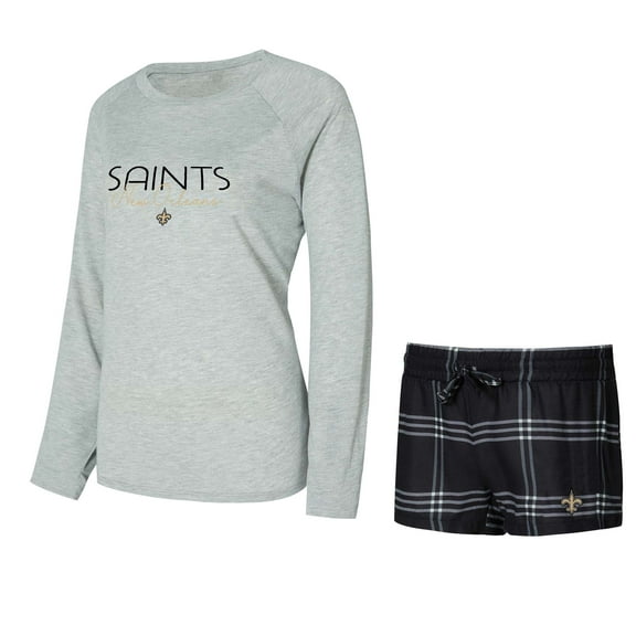 Women's Concepts Sport New Orleans Saints Petition Raglan Long Sleeve Top & Shorts Set
