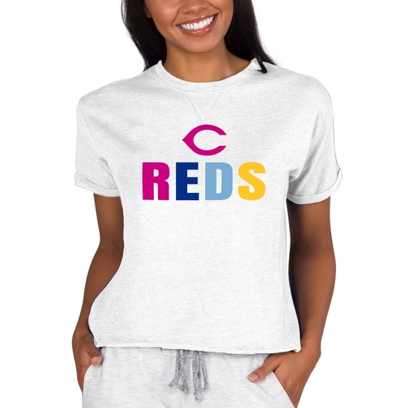 Women's Concepts Sport Oatmeal Cincinnati Reds Mainstream Terry T-Shirt