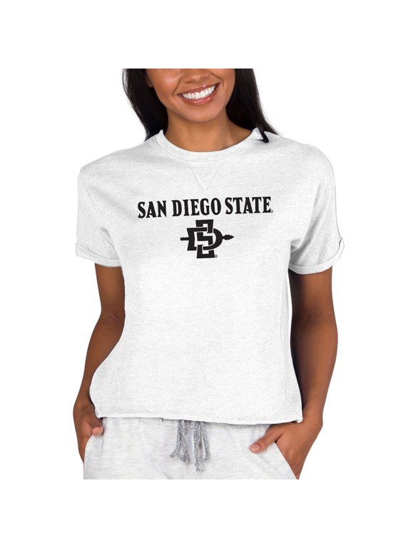 Women's Concepts Sport Oatmeal San Diego State Aztecs Tri-Blend Mainstream Terry Short Sleeve Sweatshirt Top