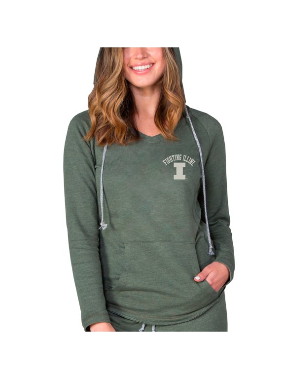 Women's-Concepts Sport Olive Illinois Fighting Illini Mainstream French Terry Tri-Blend V-Neck Pullover Hoodie