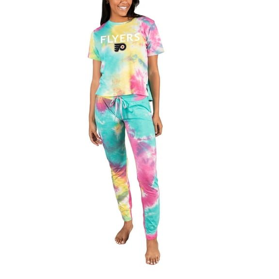 Women's Concepts Sport Philadelphia Flyers Velodrome Tie-Dye Top & Pants Set