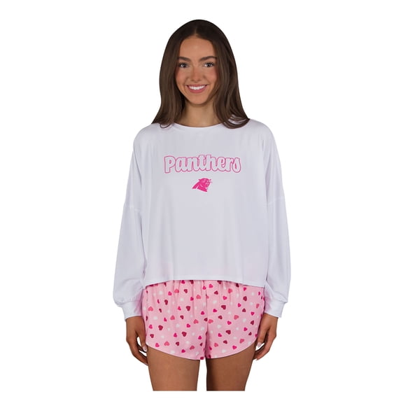 Women's-Concepts Sport Pink Carolina Panthers Long Sleeve Top & Short Set