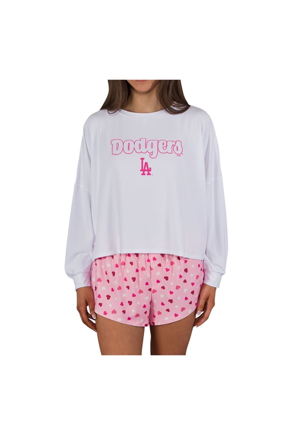 Women's Concepts Sport Pink Los Angeles Dodgers Lyric Knit Long Sleeve Top & Short Set