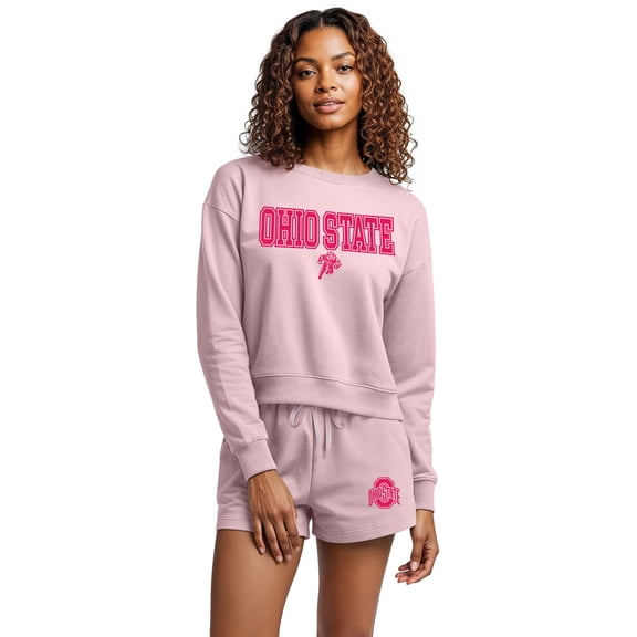 Women's-Concepts Sport Pink Ohio State Buckeyes Elevation Tri-Blend Long Sleeve Top & Short Set