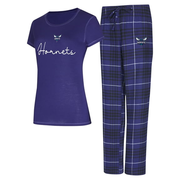 Women's Concepts Sport  Purple/Black Charlotte Hornets Vector Top & Flannel Pants Sleep Set