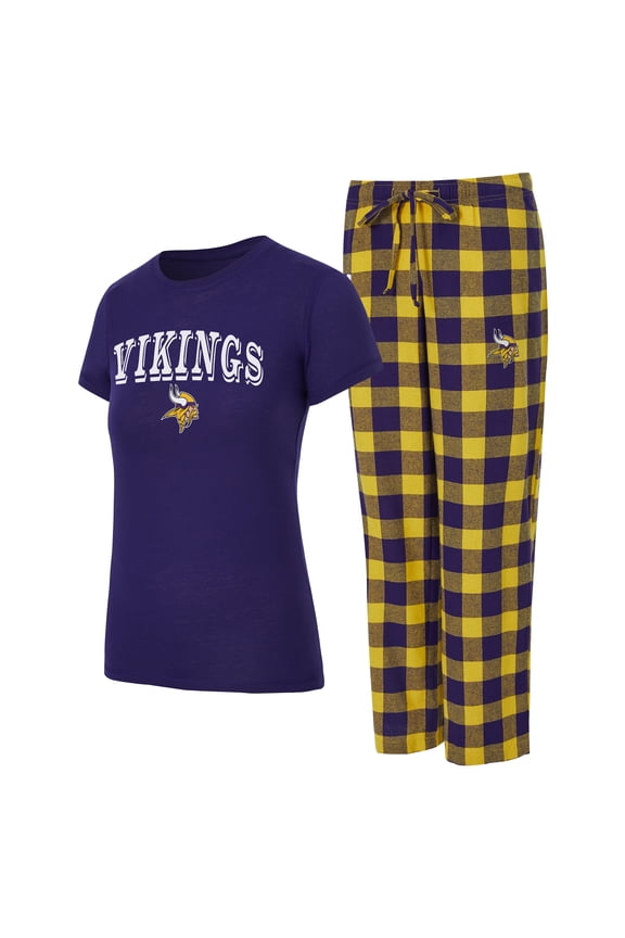 Women's-Concepts Sport  Purple/Gold Minnesota Vikings Avondale T-Shirt & Pants Flannel PJ Set