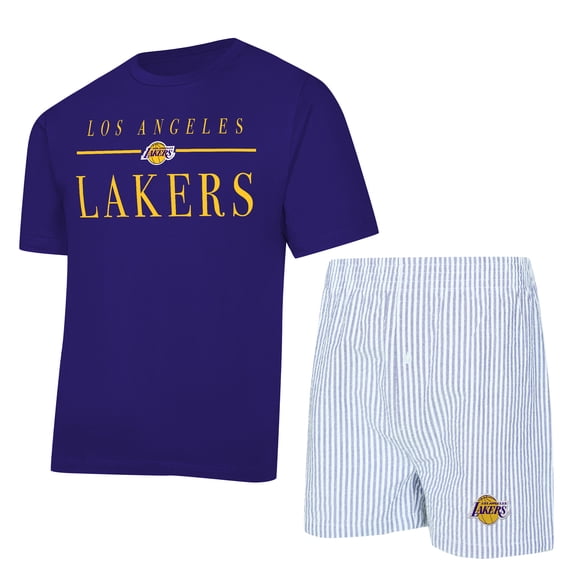 Women's Concepts Sport Purple/White Los Angeles Lakers Copeland T-Shirt & Shorts Sleep Set