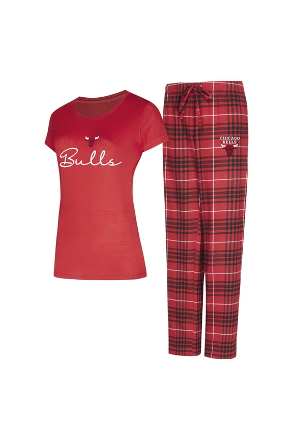 Women's Concepts Sport  Red/Black Chicago Bulls Vector Top & Flannel Pants Sleep Set