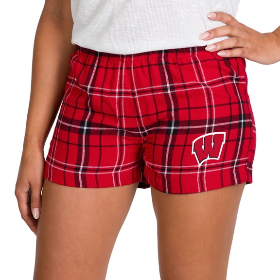 Women's Concepts Sport Red/Black Wisconsin Badgers Ultimate Flannel Shorts