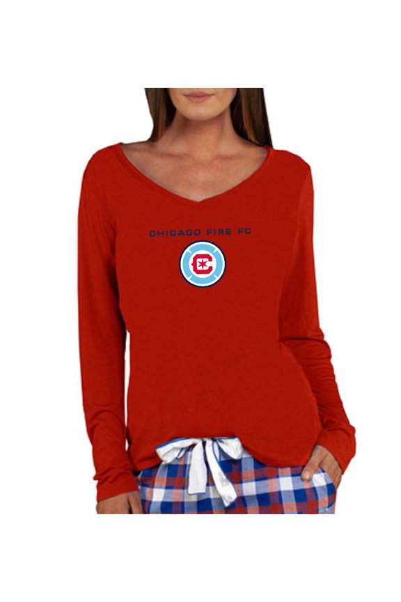 Women's Concepts Sport Red Chicago Fire Team Marathon V-Neck Long Sleeve Top