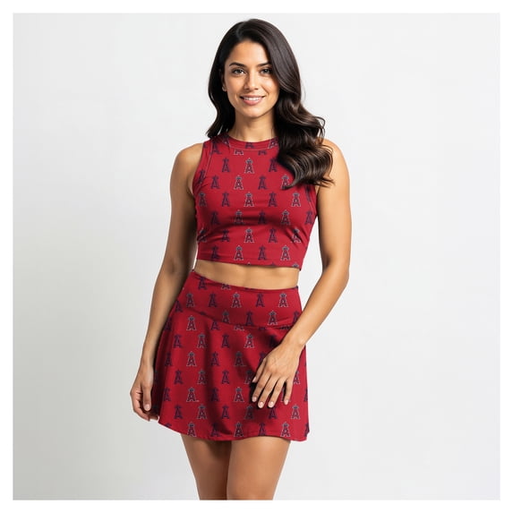 Women's-Concepts Sport Red Los Angeles Angels Knit Tank Top & Skort Set