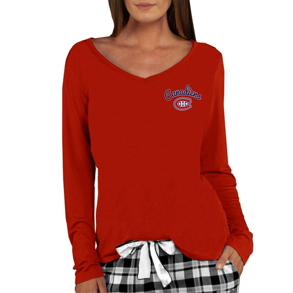 Women's Concepts Sport Red Montreal Canadiens Marathon Knit Long Sleeve V-Neck Top