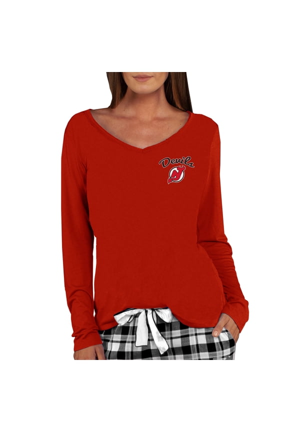 Women's Concepts Sport Red New Jersey Devils Marathon Knit Long Sleeve V-Neck Top