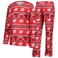 thumbnail image 1 of Women's Concepts Sport Red Wisconsin Badgers Holiday Long Sleeve Top and Pants Sleep Set, 1 of 5