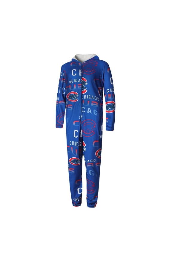 Women's Concepts Sport Royal Chicago Cubs Allover Print Windfall Union Full-Zip Hooded Pajama Suit