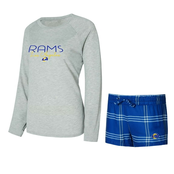 Women's Concepts Sport Royal/Gray Los Angeles Rams Petition Raglan Long Sleeve Top and Shorts Set