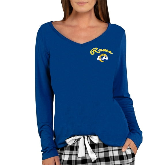 Women's Concepts Sport Royal Los Angeles Rams Marathon Knit Long Sleeve Lightweight V-Neck Lounge Top