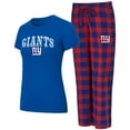 thumbnail image 1 of Women's-Concepts Sport  Royal/Red New York Giants Avondale T-Shirt & Pants Flannel PJ Set, 1 of 3