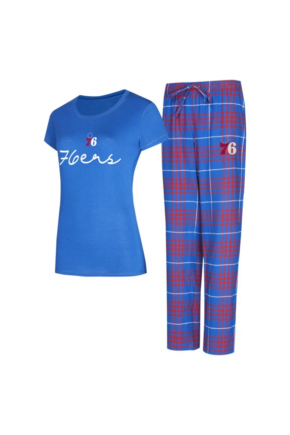 Women's Concepts Sport  Royal/Red Philadelphia 76ers Vector Top & Flannel Pants Sleep Set
