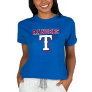 Women's Concepts Sport  Royal Texas Rangers Tri-Blend Mainstream Terry Short Sleeve Sweatshirt Top