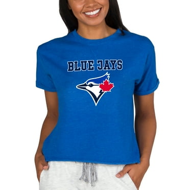 Women's Concepts Sport  Royal Toronto Blue Jays Tri-Blend Mainstream Terry Short Sleeve Sweatshirt Top