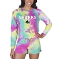 thumbnail image 1 of Women's Concepts Sport San Jose Sharks Velodrome Tie-Dye Long Sleeve Top & Shorts Set, 1 of 1