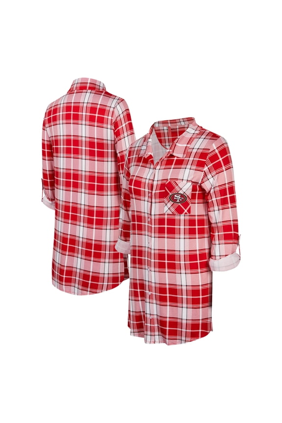 Women's Concepts Sport Scarlet San Francisco 49ers Ashford Plaid Knit Nightshirt