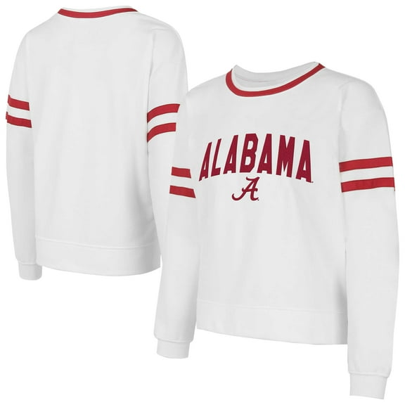 Women's Concepts Sport  White Alabama Crimson Tide Borough French Terry Arch Over Long Sleeve Top