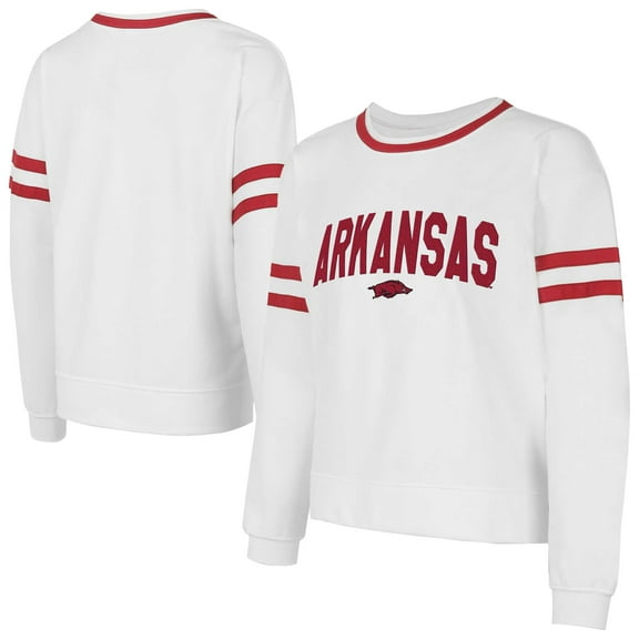 Women's Concepts Sport  White Arkansas Razorbacks Borough French Terry Arch Over Long Sleeve Top