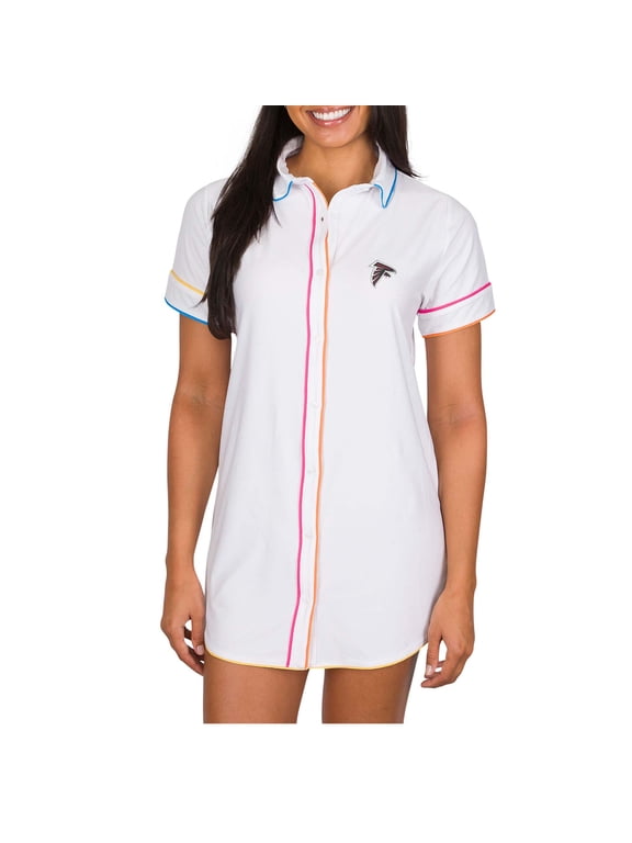 Women's Concepts Sport White Atlanta Falcons Flutter Knit Button-Up Nightshirt