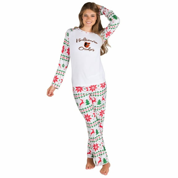 Women's Concepts Sport  White Baltimore Orioles Tidings Knit Long Sleeve Raglan Top & Pants Set