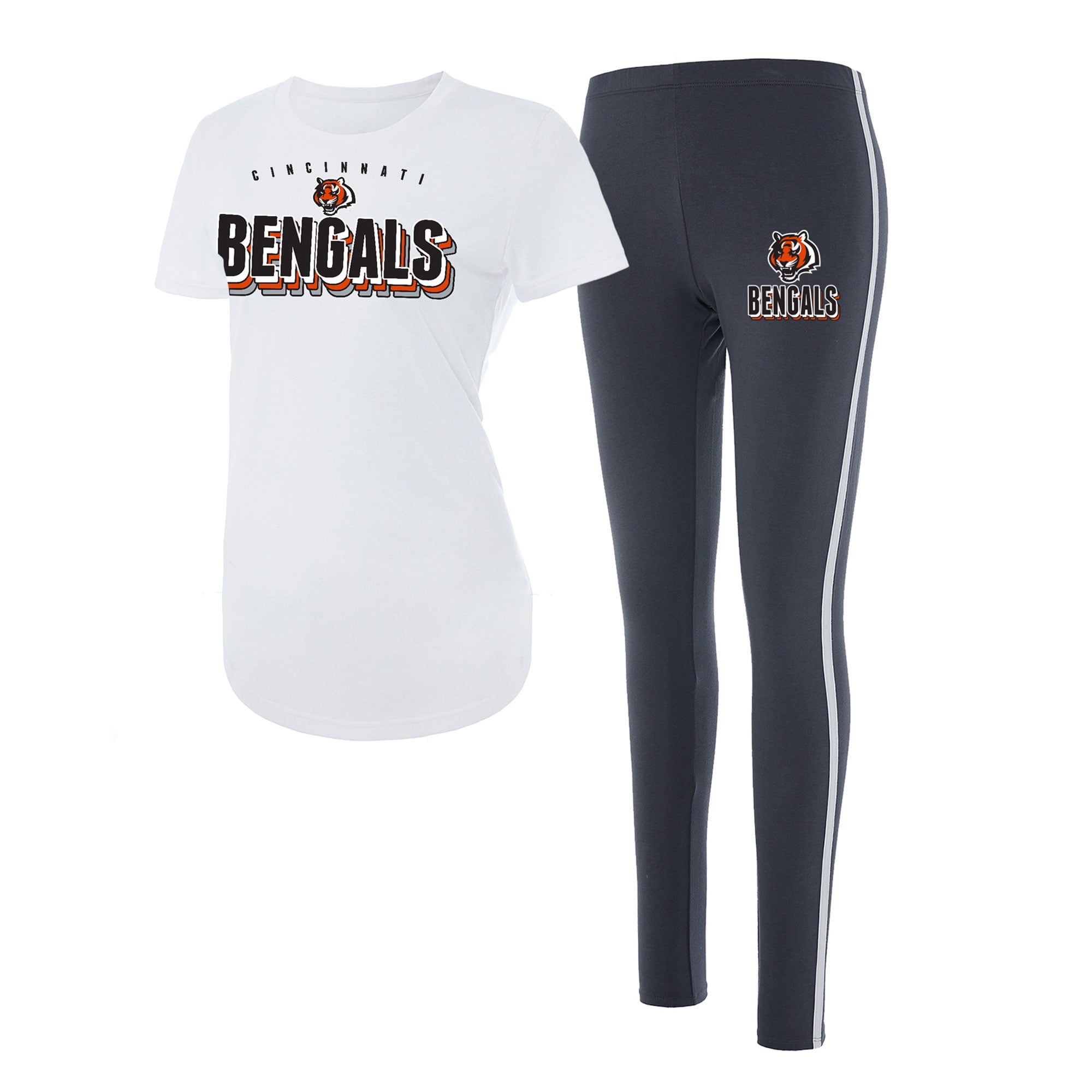 Women's Concepts Sport White/Charcoal Cincinnati Bengals Sonata T-Shirt &  Leggings Set 