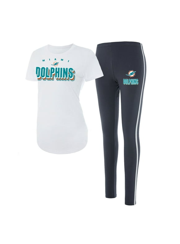 Women's Concepts Sport White/Charcoal Miami Dolphins Sonata T-Shirt & Leggings Set