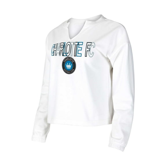 Women's Concepts Sport White Charlotte FC Sunray Notch Neck Long Sleeve Top