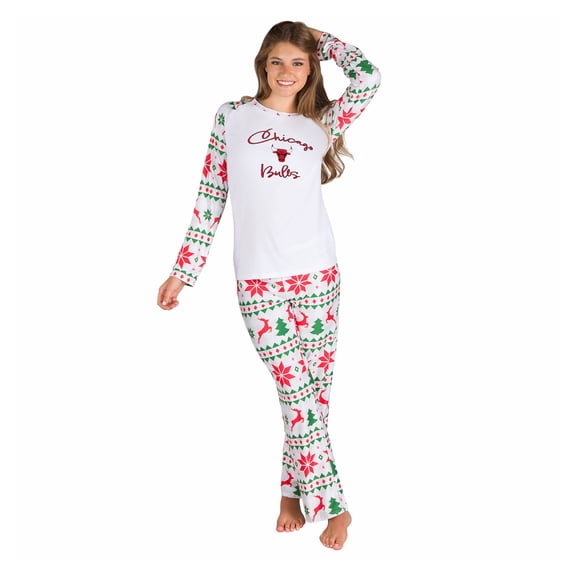 Women's Concepts Sport White Chicago Bulls Tidings All-Over Print Knit Long Sleeve Top & Pants Set
