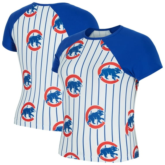 Women's-Concepts Sport White Chicago Cubs Outbound Pinstripe Raglan Top
