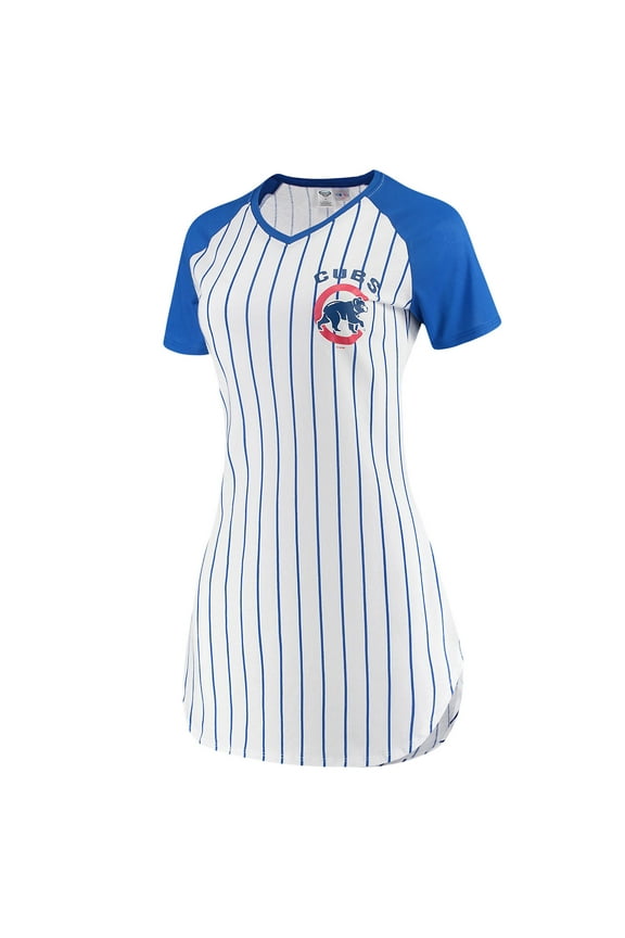 Women's Concepts Sport White Chicago Cubs Vigor Pinstripe Nightshirt