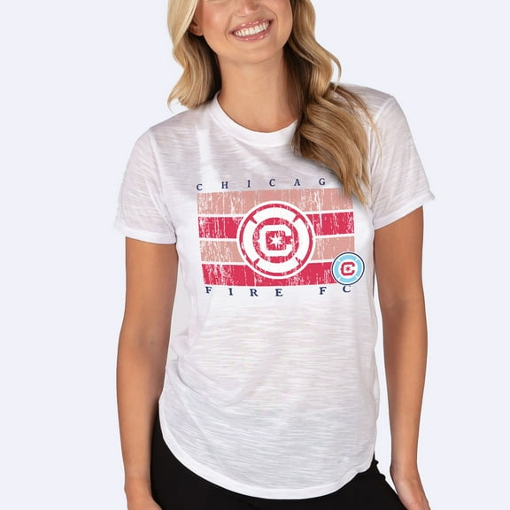 Women's-Concepts Sport  White Chicago Fire Infuse Distressed Slub Knit-Top