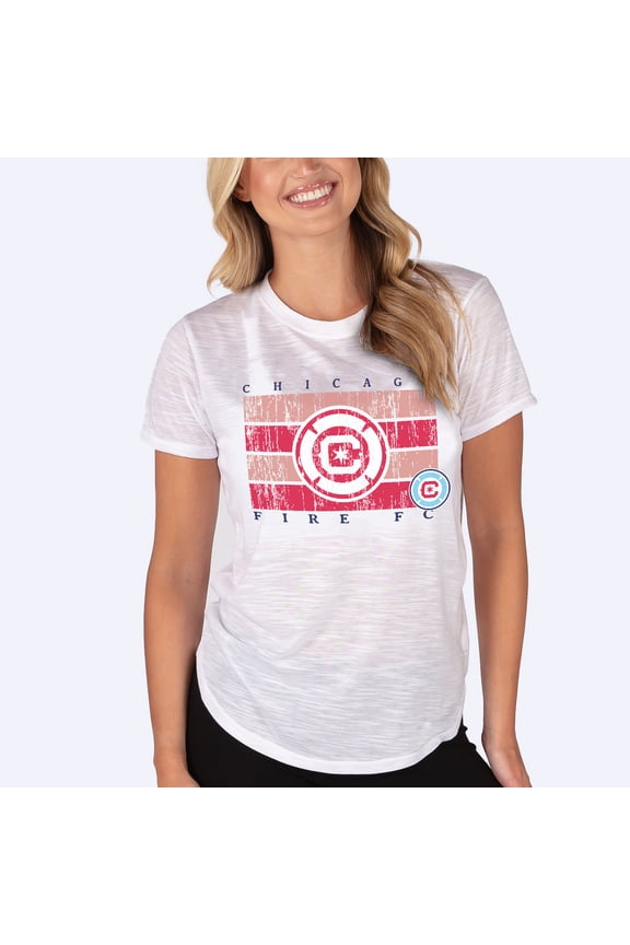 Women's-Concepts Sport  White Chicago Fire Infuse Distressed Slub Knit-Top