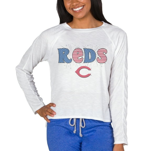 Women's Concepts Sport White Cincinnati Reds Gable Knit Raglan Long Sleeve Top