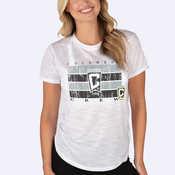 Women's-Concepts Sport  White Columbus Crew Infuse Distressed Slub Knit-Top