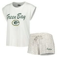 thumbnail image 1 of Women's Concepts Sport White/Cream Green Bay Packers Montana Knit Top & Shorts Sleep Set, 1 of 5